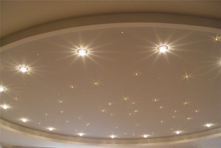 Правила выбора точечных светильников для натяжных потолков и виды ламп к ним